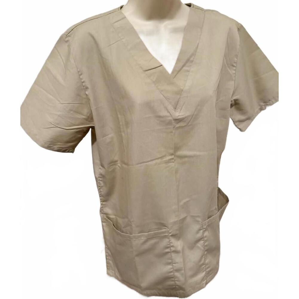 FASHION SCRUBS WOMEN SCRUB TOP EXTRA‎ SMALL TAN NEW